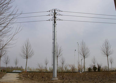 Hot Dip Galvanization Tubular Steel Tower For Power Transmission / Distribution